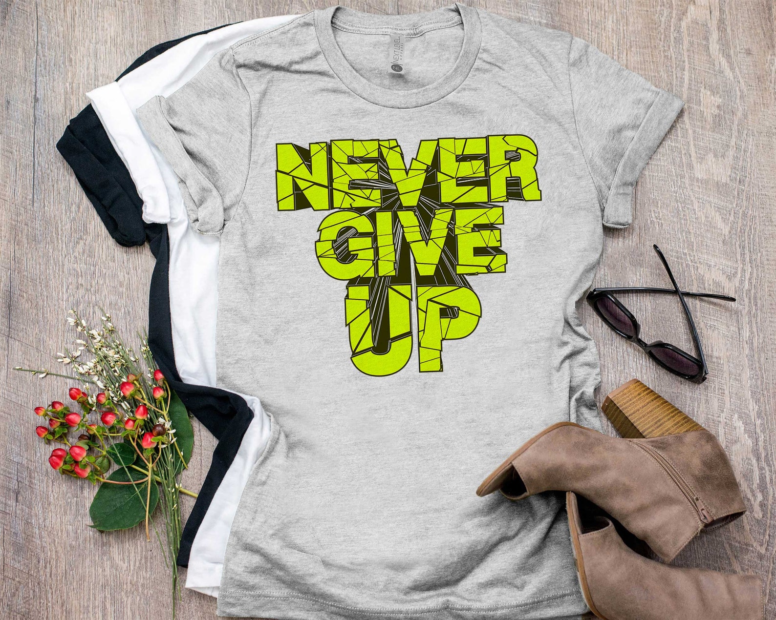 Never Ever Give Up Inspirational Motivational Quotes T-Shirt | Etsy