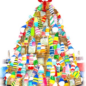 Stonington Lobster Trap Tree PRINTS  Stonington Borough Buoy Tree