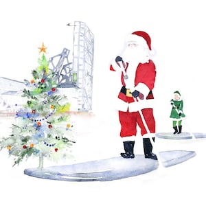 SUP SANTA in Mystic NOTECARDS 5x7 Biglietti di auguri natalizi