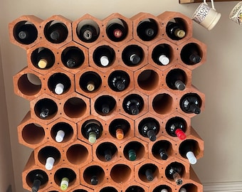 Terracotta Wine racks, each unit holds 2 bottles,  stackable, versatile, rustic Terracotta