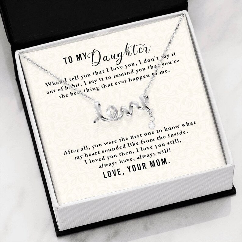 Personalized To my Daughter Necklace for Her Valentines Birthday Gift Scripted Love Necklace for Women with Message Card