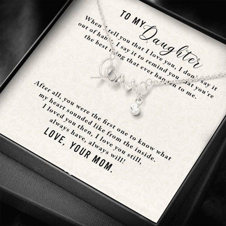 Personalized To my Daughter Necklace for Her Valentines Birthday Gift Scripted Love Necklace for Women with Message Card