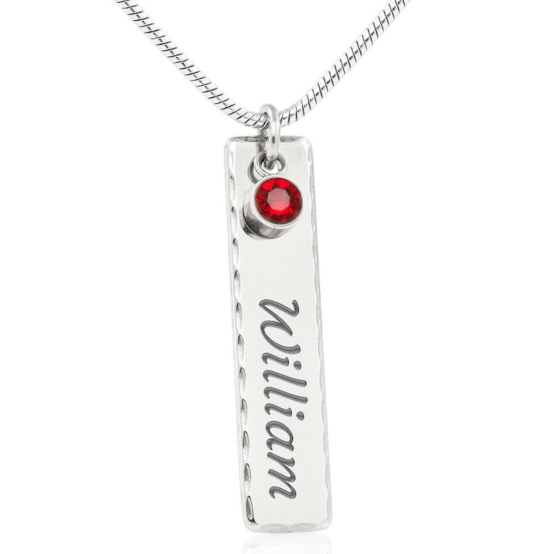 Custom Engraved Name Birthstone Bar Necklace For My Wife Personalized For Women Valentines Anniversary Engagement Gift From Husband