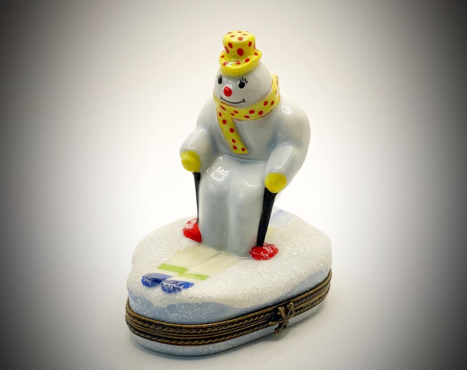 Snow Very Cute LIMOGES France Hand Painted Snowman Trinket Box Etsy