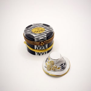 Fab & Unique! Zebra Hat Box Limoges Trinket Box