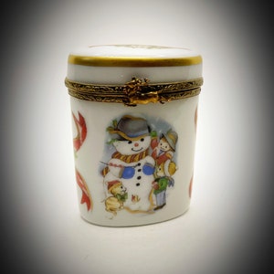 Snowman & Santa - Beautiful Limoges Trinket Box Christmas Holiday