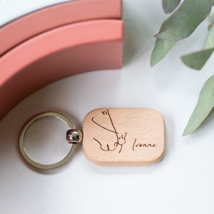 Wooden keychain with laser engraving horse, horse kiss, horse girl, desired name, oneline horse