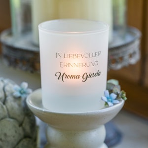 Mourning light, tea light in memory of the deceased, mourning tea light glass, in loving memory with your desired name