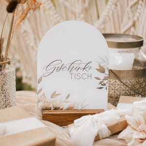 Menükarte/Tischkarte aus hochwertigem Acrylglas/Plexiglas für Hochzeiten, Geburtstage oder Feiertage in schlichtem, floralem Design Geschenk