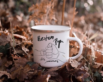 Emailletasse, Tasse, Becher, Trinkbecher mit Eisenwald Logo und minimalistisches Design „bester Papa für immer“, Vatertagsgeschenk, für Papa