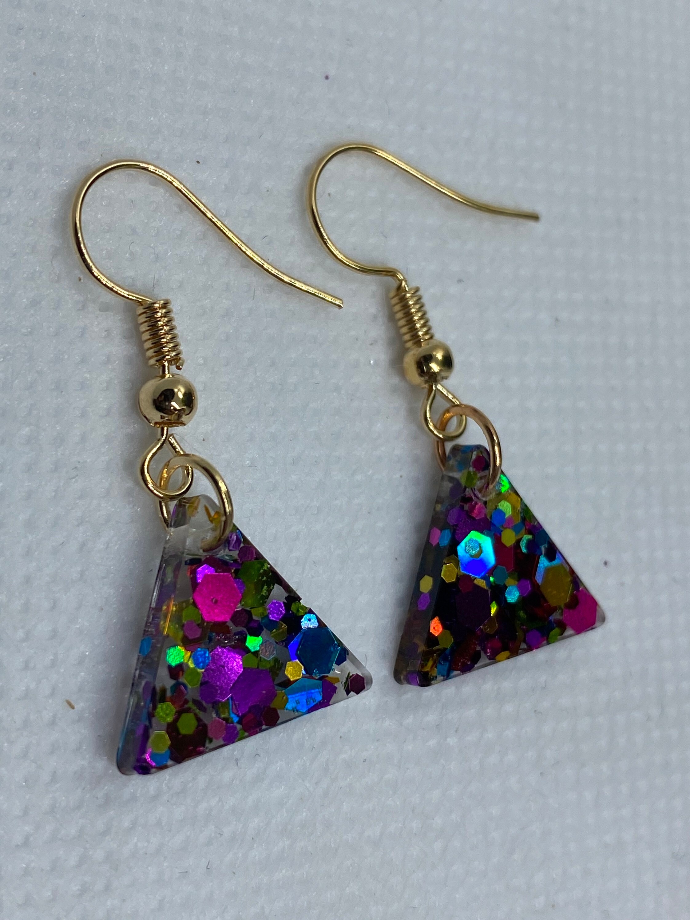 Resin Earrings. Sparkling Mixed Glitter Clear Resin Dangle Etsy