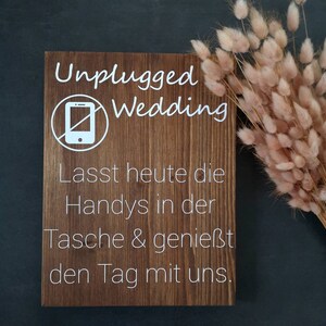 Holzschild, Unplugged Wedding, Handyfreie Trauung, keine Handys, no Social Media, Hochzeitsdeko, Vintage, Rustikal Bild 5