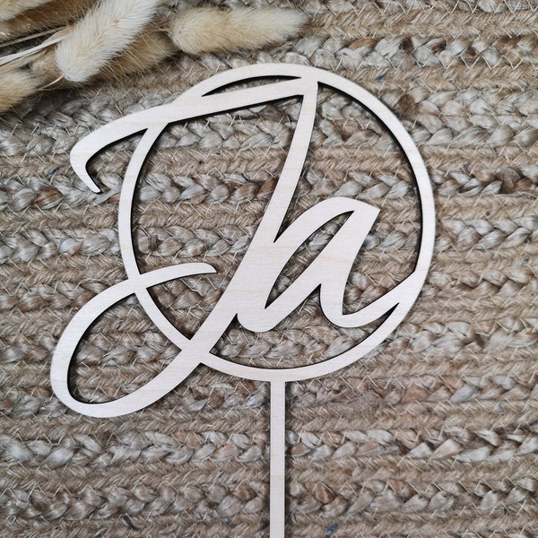 Caketopper, "JA" im Kreis, Hochzeitstorte Cake Topper, Tortenstecker zur Hochzeit