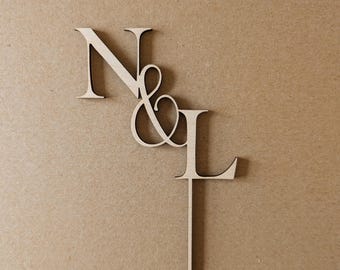 Cake Topper mit zwei Buchstaben | personalisiert mit 2 Initialen | Tortendeko Hochzeit