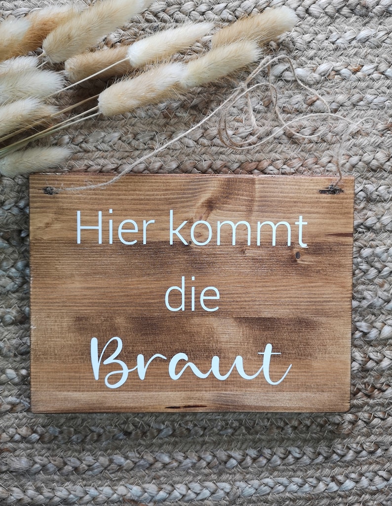 Holzschild, Papa, hier kommt deine Braut, Hochzeitsdeko, Blumenmädchen, Ringträger, Kirche, Vintage kleines Schild 20x15