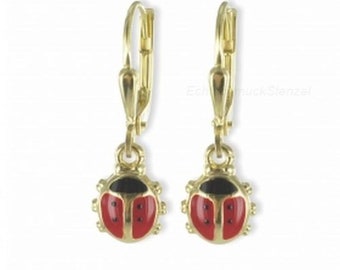 333 gold 8kt stud earrings ladybug earrings
