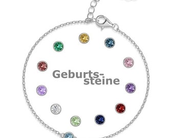 Armband Geburtssteine mit Zirkonia Januar-Juni Baby 15/19 cm 925 Silber Kinder