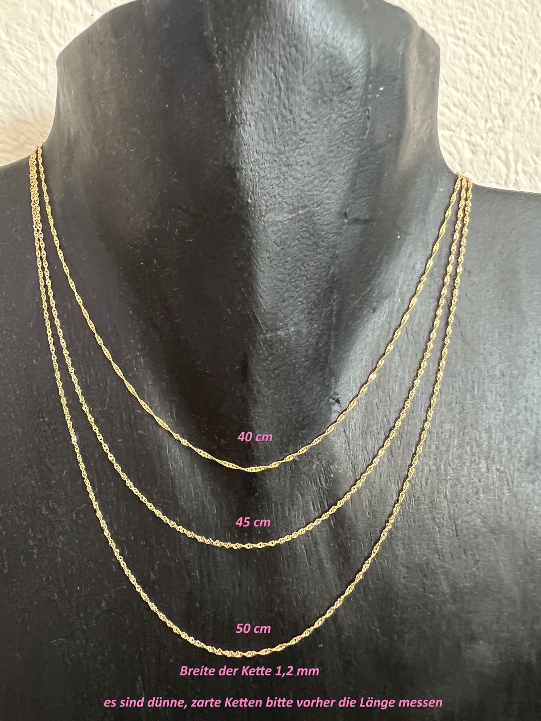 Singapore Chain 585 Gold 14kt. 42 - 45 Cm Adjustable NEW - Etsy