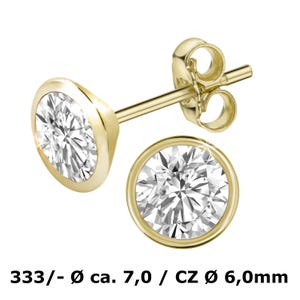 333 Gold 8kt 1 pair of ear studs 7.0 mm with zirconia earrings