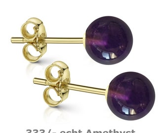 Ohrstecker 333 Gold Amethyst Kugel 6,0 mm Ohrringe