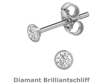 Diamant 585 Weißgold Ohrstecker Diamant  2,3 mm 1 Paar NEU Kelchstecker 14 ct.