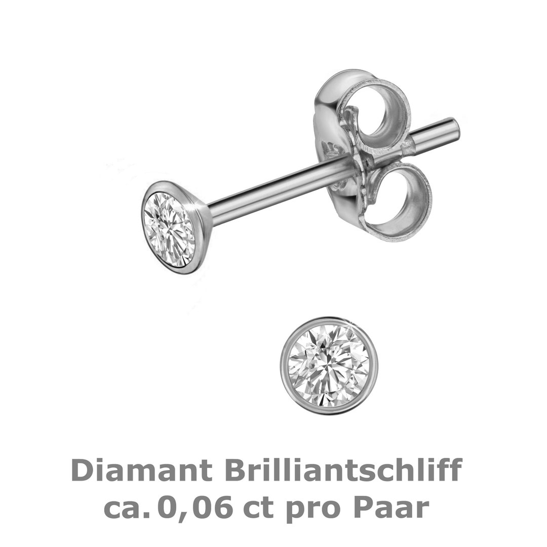 Diamond 585 Gold Single Stud Earrings Diamond 2.3 Mm Single/single NEW