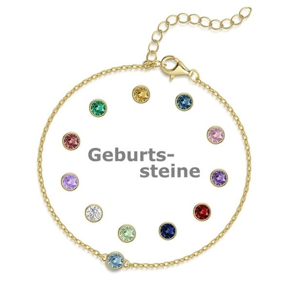 Bracelet birthstones with zirconia July - December baby 15/19 cm 925 silver children