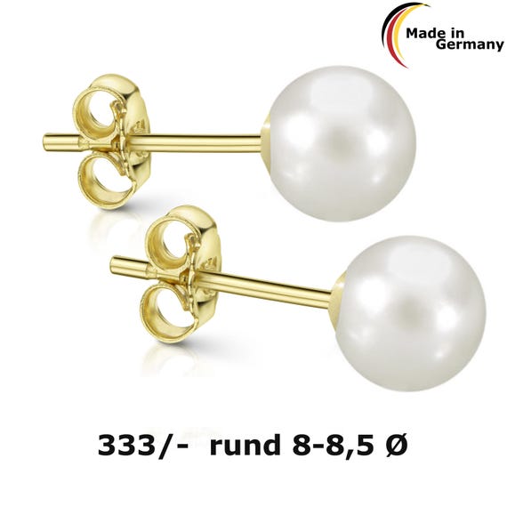 Boucles D'oreilles Perles De Culture 7,5 Mm Or Blanc 8 Carats - Neuf Avec étiquettes, Allemagne