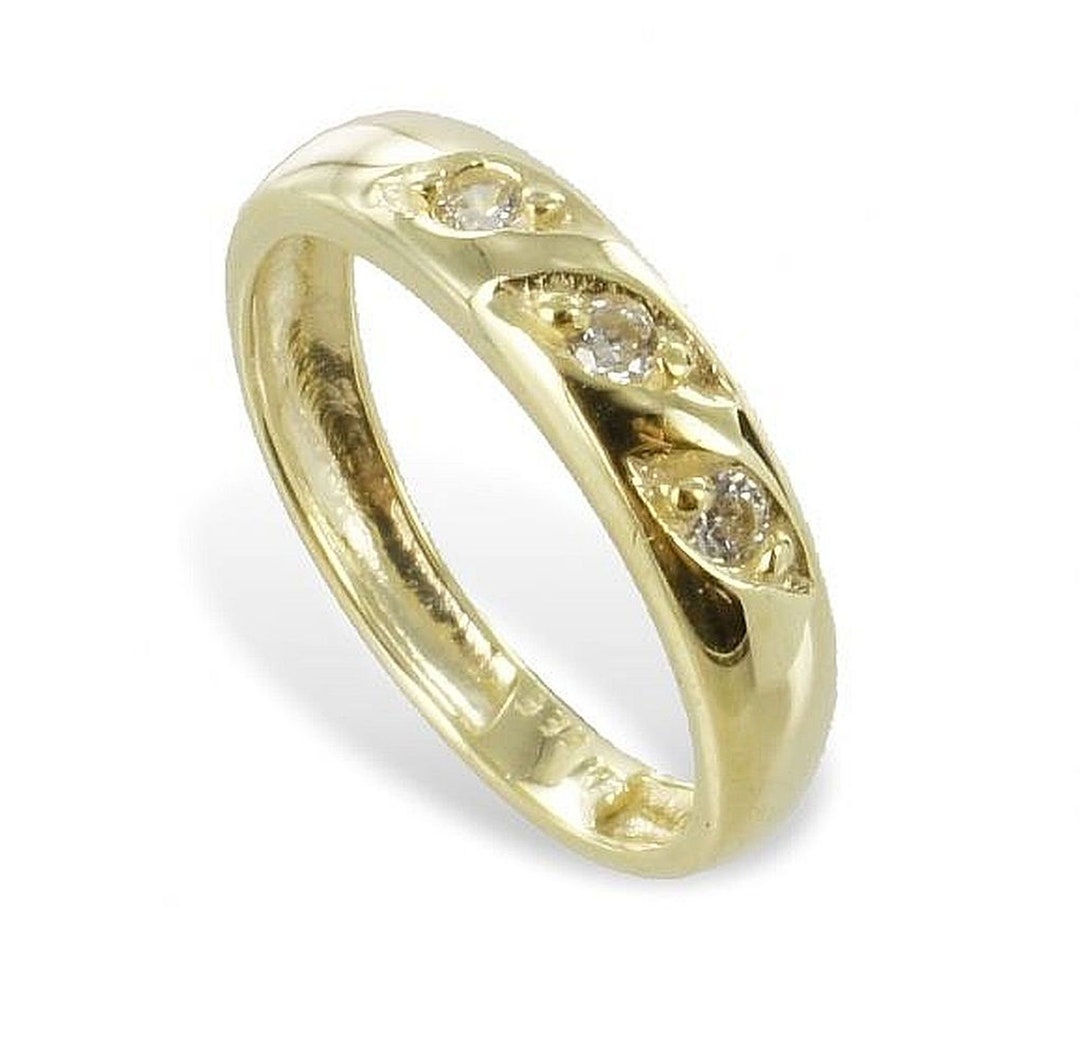 Gold 333 8 Kt Baptism Ring With Zirconia Baptism Birth Newly Stamped - Etsy