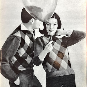1950s Argyle Sweater - Etsy