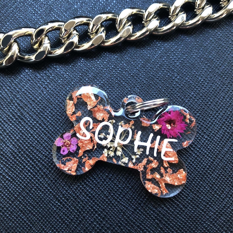 Custom Resin Dog Tags I Bone Tags I Flower Dog Tags Etsy