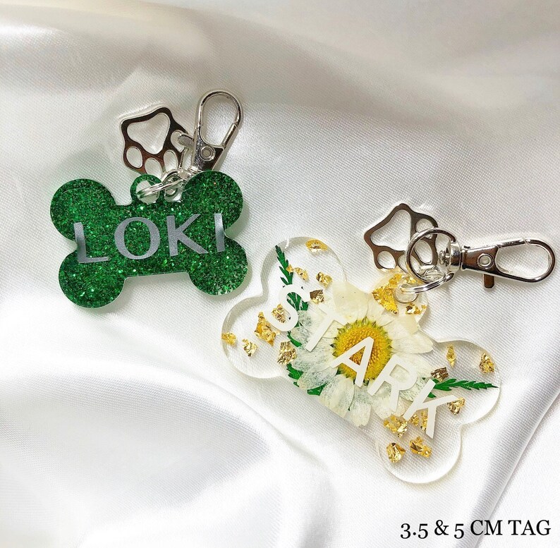 Custom Resin Dog Tags I Bone Tags I Flower Dog Tags Etsy