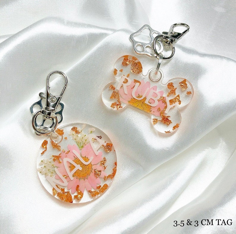 Custom Resin Dog Tags I Bone Tags I Flower Dog Tags Etsy