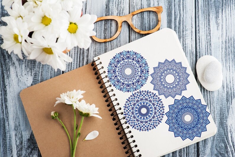 Conjunto de 16 imágenes prediseñadas digitales redondas azules - Etsy