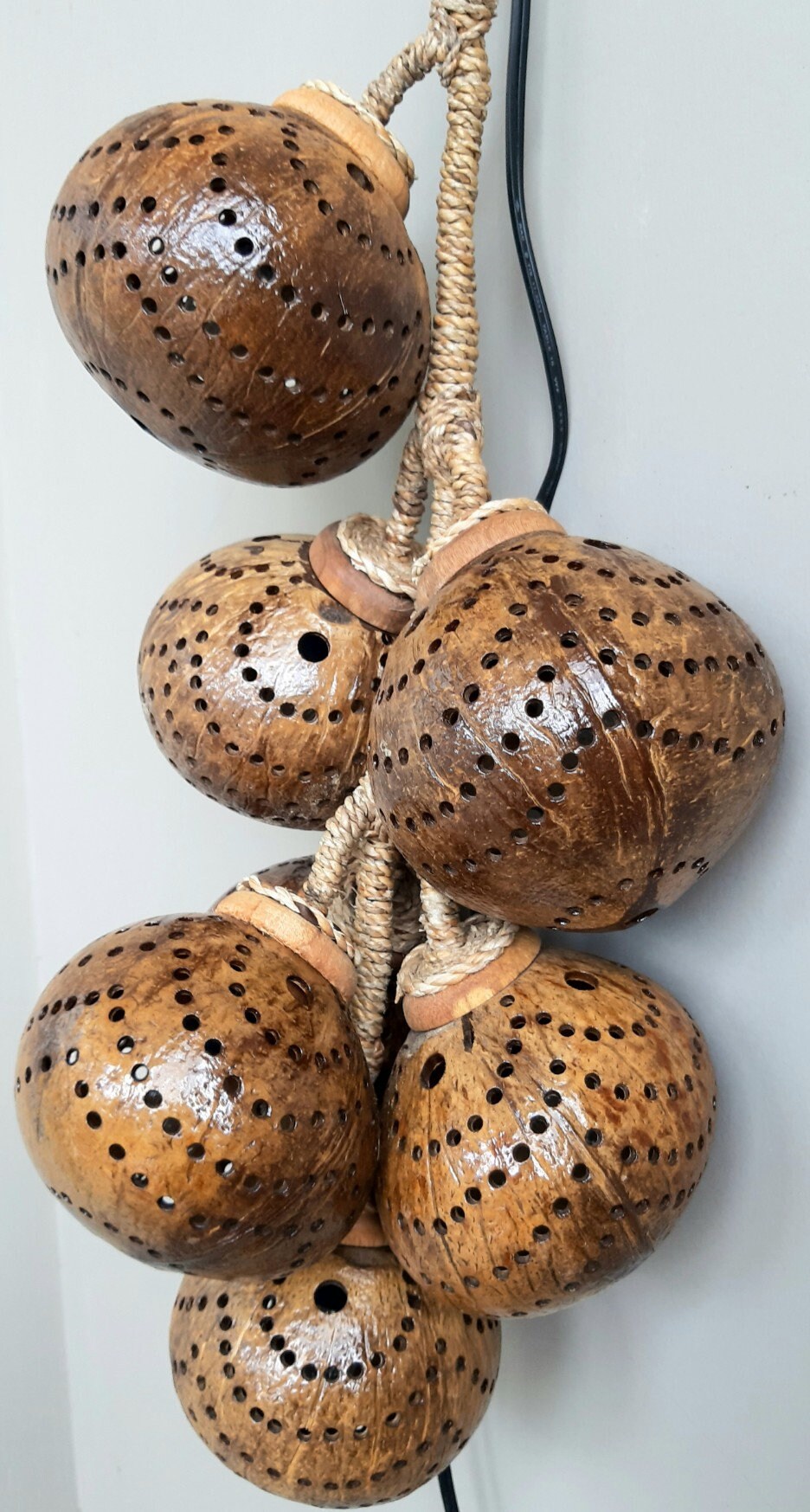 Hanging Coconut Shell Lamp Handmade 7 Balls Romantic Party Etsy