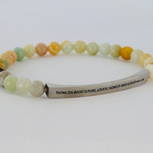 Think On What Is Pure, Lovely,Honest And Good, Inspirational Bracelet, Bible Verse Bracelet, Inspirational Jewelry, Motivational Gift,