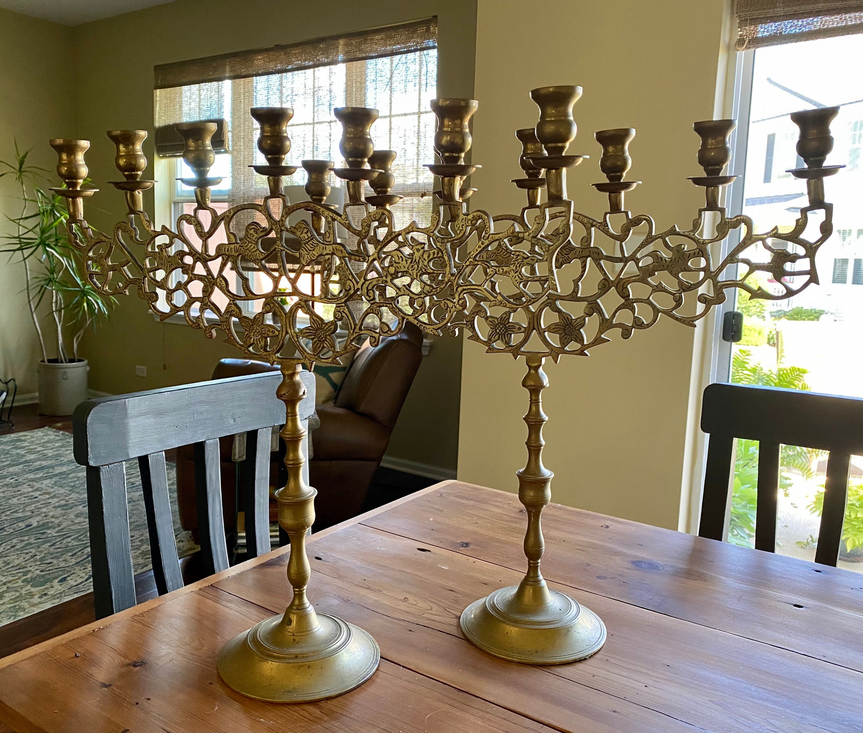Vintage 7arm Brass Lion Candelabras set of 2 PICK UP ONLY Etsy
