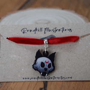 Werecat choker, vampire cat necklace, spooky cat keyring