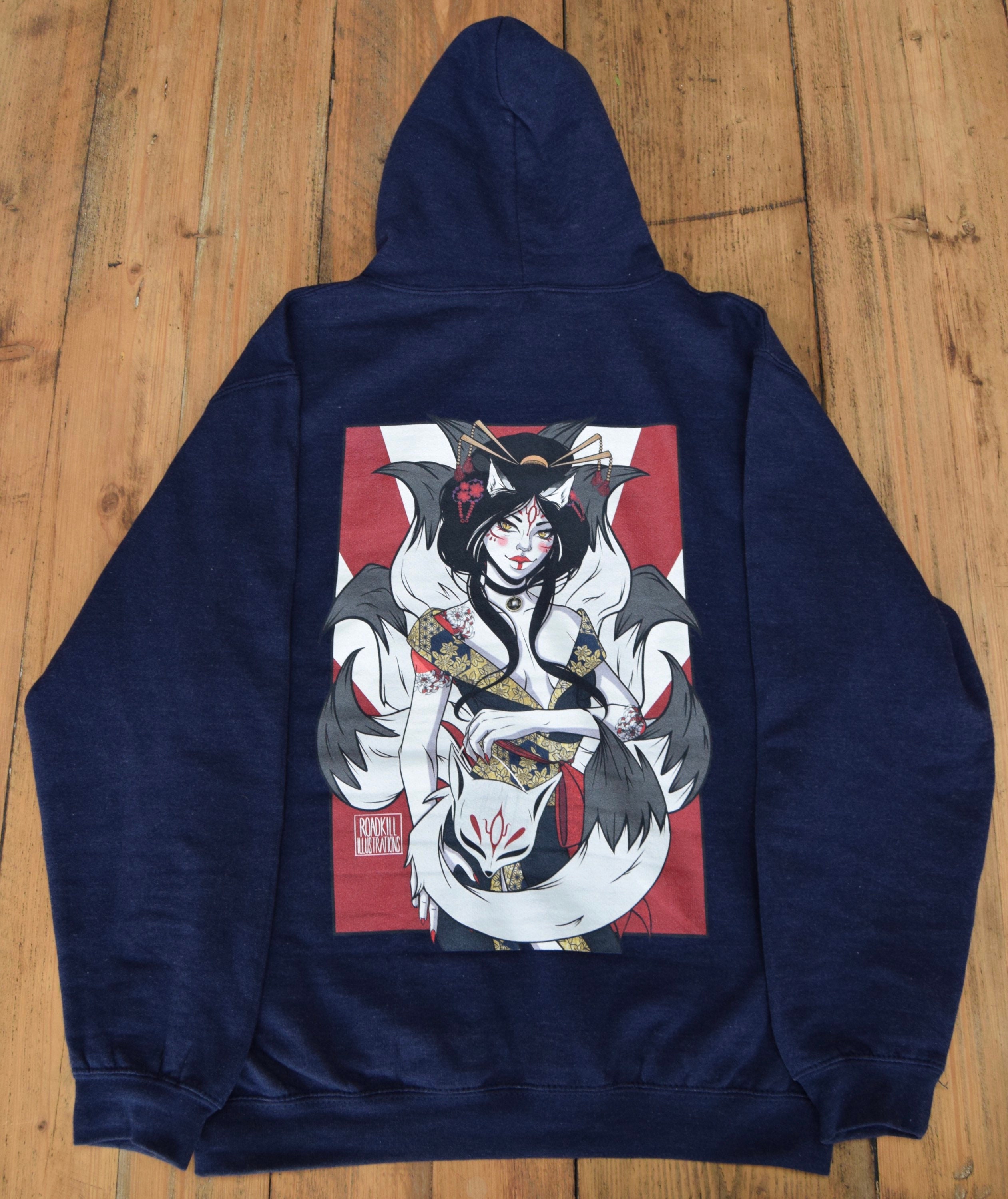 Kitsune Girl Hoodie Kitsune Unisex Sweater Japanese Art - Etsy UK