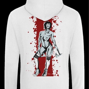 Comic Book Assassin Hoodie, Blood spatter hoodie, comic horror sweater