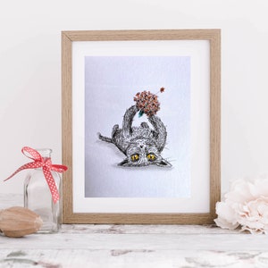 Set di 2 biglietti minimalisti per San Valentino/festa della mamma o del papà/compleanno con cane e gatto, unici nel loro genere, realizzati da artbysusannl