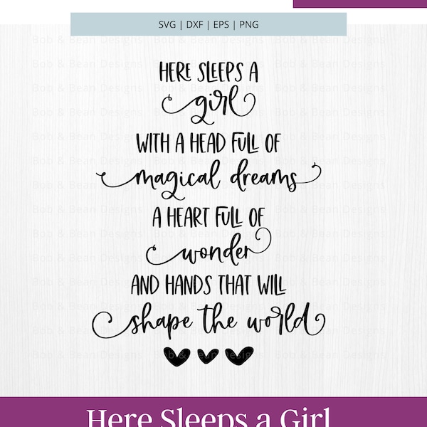 Here Sleeps a Girl SVG - Baby Girl SVG - Baby Girl Gift - Baby SVG - Girl Svg - Baby Girl Decor - Baby Room Sign - Baby Room Decals