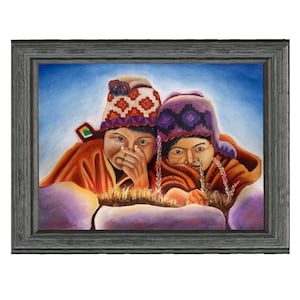 Canvas wall art / Andean childs  painting / Peruvian wall art / Portrait Andean  art/original Peruvian Portrait art