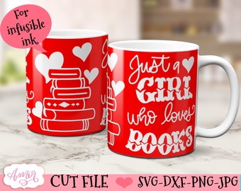 Envoltura de taza SVG para amantes de los libros, diseños SVG para tazas de café de bibliófilo, diseño SVG para prensa de tazas Cricut, plantilla de tinta infusible para taza Cricut de 12 oz
