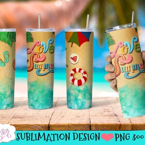 DIGITAL DOWNLOAD Love Summer tumbler wrap sublimation PNG Beach 20oz tumbler wrap template vacation tumbler sublimation design clipart