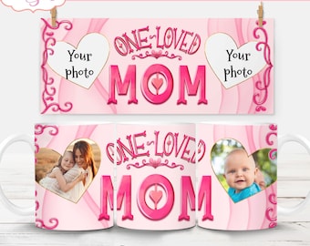 Digital Download | Mom Photo Mug Template PNG | Sublimation 11 oz  15 oz | Add Your Own Photo Text | Mother's Day Gift Design | Mom Mug PNG