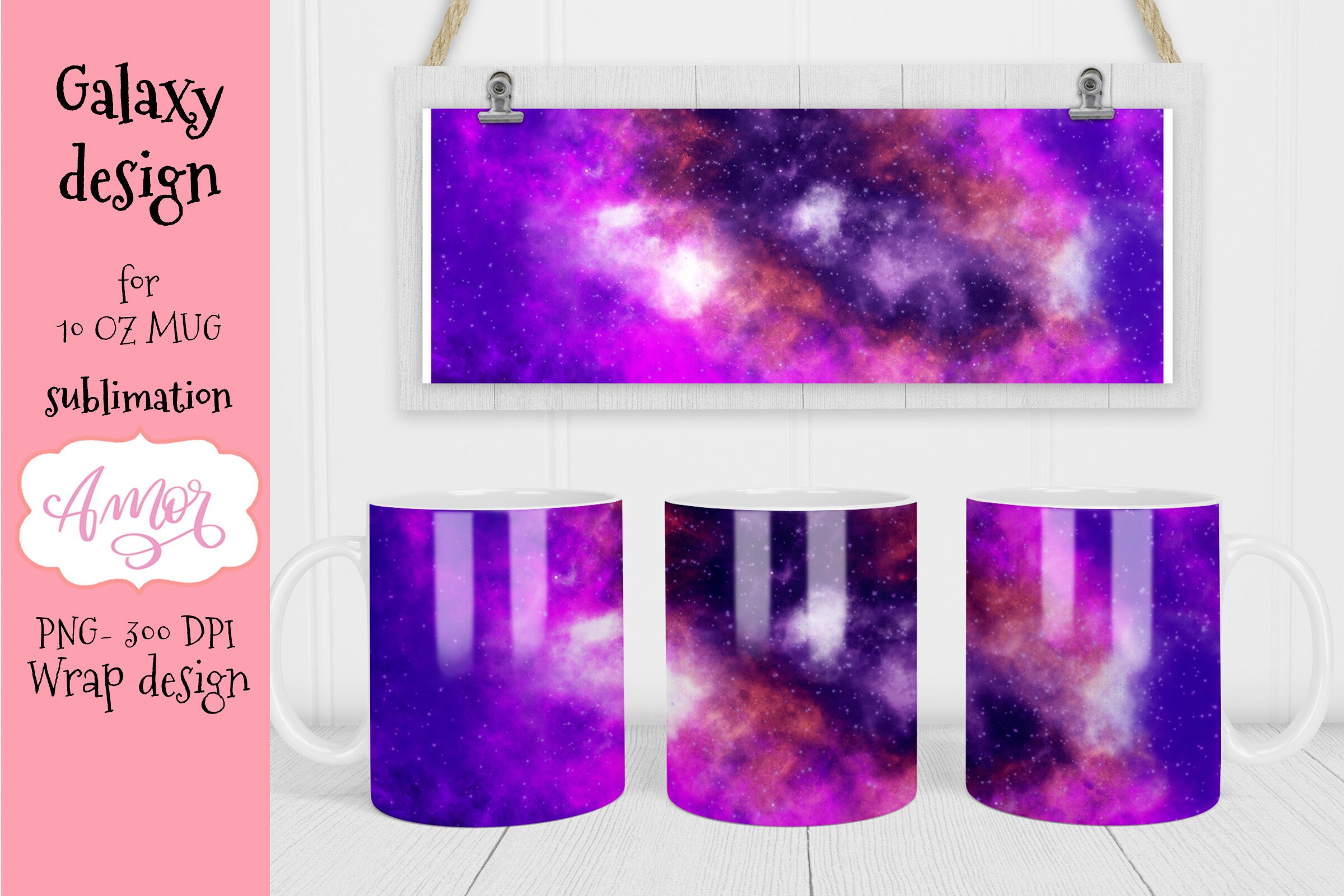 Galaxy mug sublimation design full mug wraps png BUNDLE Etsy