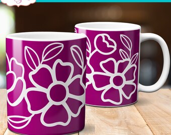 DIGITAL NEDLADDNING Blommig mugg SVG: Vårblomma Wrap, 12oz Cricut Cup mall klippfil