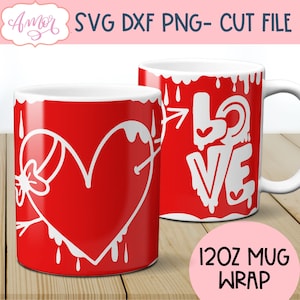 Voeg uw eigen tekstmok SVG toe, aanpasbare 12oz Cricut koffiemok SVG ontwerp voor infusible inktvellen, liefde sjabloon voor Valentijnsdag