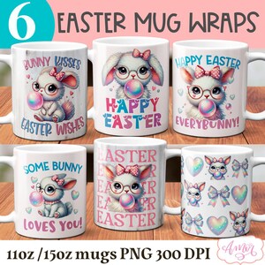 DOWNLOAD DIGITALE Simpatico coniglietto pasquale Tazza avvolgente BUNDLE Sublimazione png Coquette modello di tazza da caffè pasquale per ragazze da 11 once e 15 once tazza di buona Pasqua